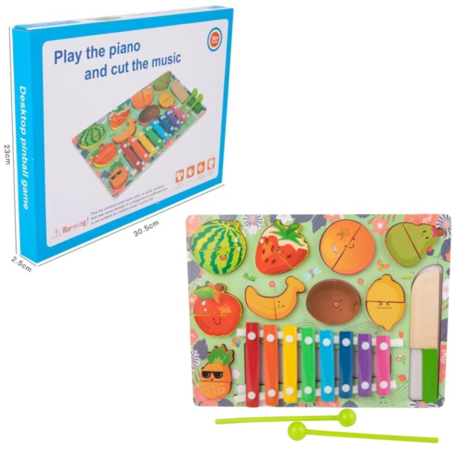 Platan de Lemn cu Xilofon și Fructe de Feliat