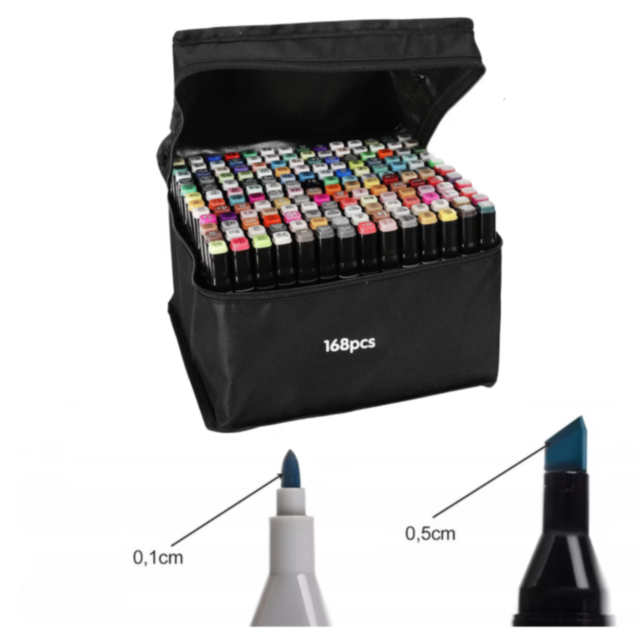 Set de Markere cu 168 Culori Vibrante – Ideal pentru Desen și Ilustrații