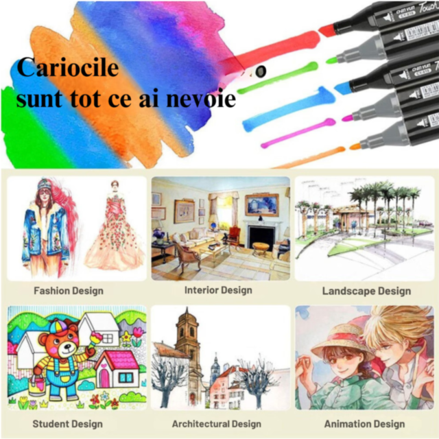 Set de Markere cu 168 Culori Vibrante – Ideal pentru Desen și Ilustrații