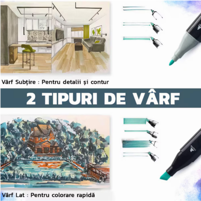 Set de Markere cu 168 Culori Vibrante – Ideal pentru Desen și Ilustrații