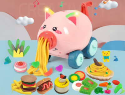 Set Creativ Porcușor cu Plastilină Colorată fără Baterii – 43 Piese și 12 Culori | image