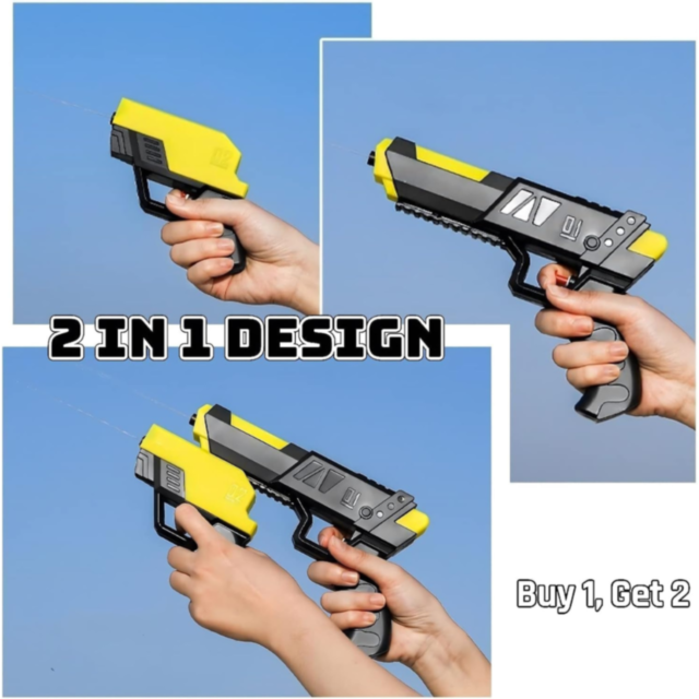 Pistol cu Apă 2 în 1 pentru Copii și Familie | Jet Lung de Apă 10 Metri 