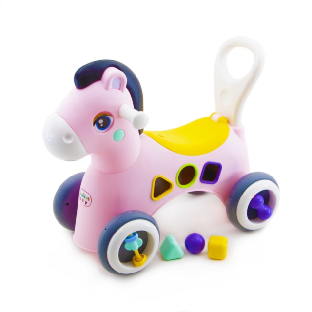 Căluț Acționat cu Picioarele cu Stivuitor de Figuri Geometrice, max 30kg