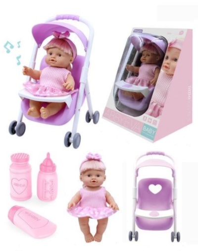 Păpușa  la Oliță  Interactivă, cu 4 Sunete Realiste, Cărucior Mini, Suzetă și Biberon | image