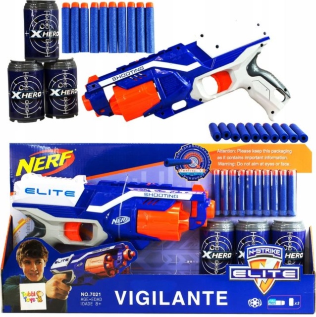 Pistol Blaster Nerf cu 10 Proiectile și 3 Conserve Țintă