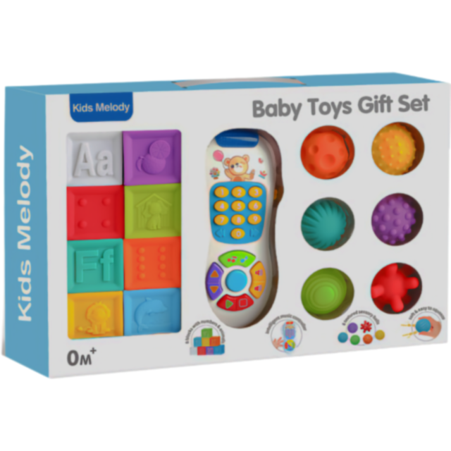 Set interactiv de jucării pentru bebeluși - Cuburi, mingi și telecomandă muzicală