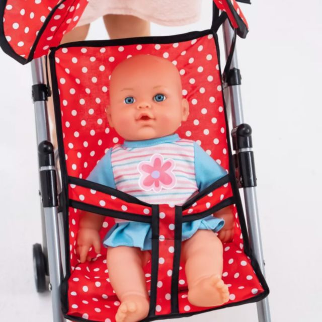 Cărucior pentru Păpuși cu Design Elegant și Cadru Metalic