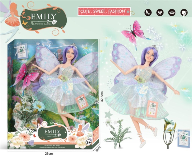 Păpușa Emily Articulată cu Aripi de Zână