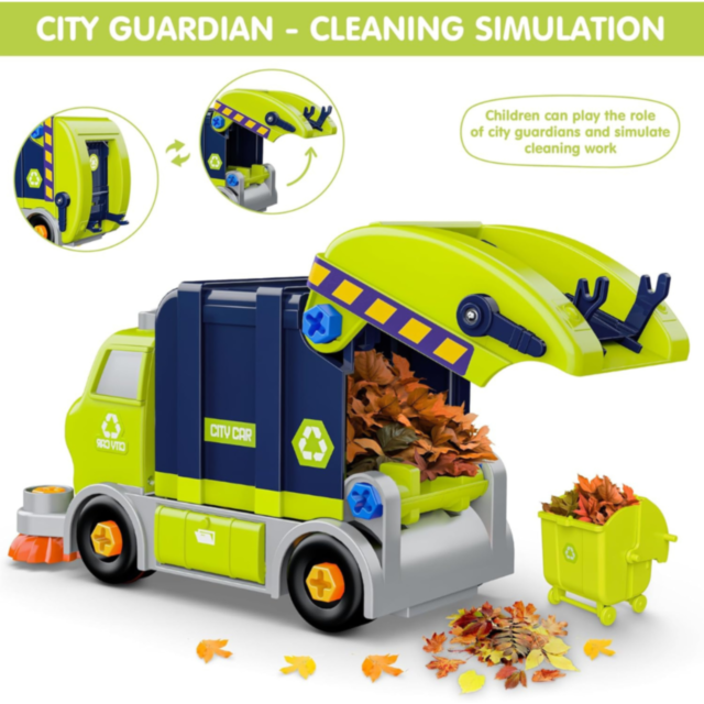 Camion de reciclare cu funcții interactive și șurubelniță electrică