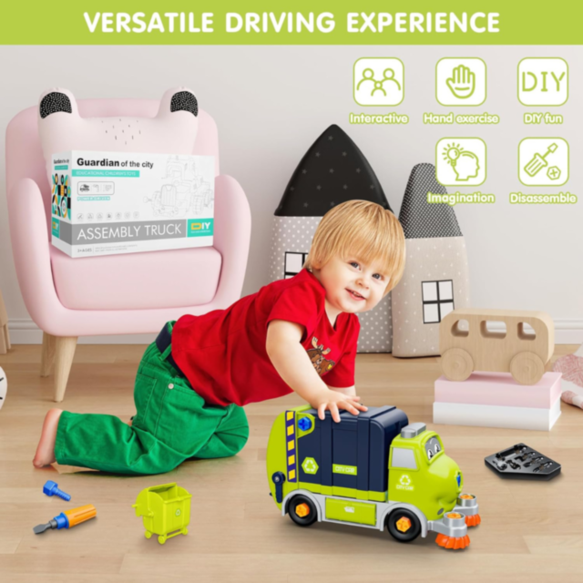 Camion de reciclare cu funcții interactive și șurubelniță electrică