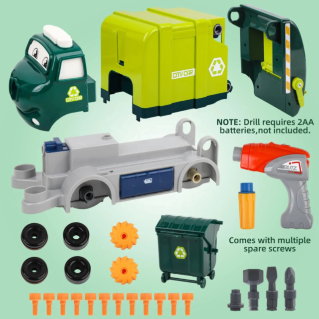 Camion de reciclare cu funcții interactive și șurubelniță electrică