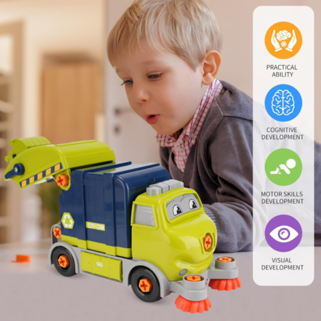 Camion de reciclare cu funcții interactive și șurubelniță electrică