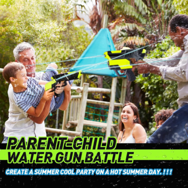 Pistol cu Apă 2 în 1 pentru Copii și Familie | Jet Lung de Apă 10 Metri