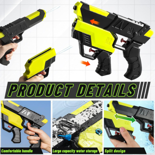 Pistol cu Apă 2 în 1 pentru Copii și Familie | Jet Lung de Apă 10 Metri