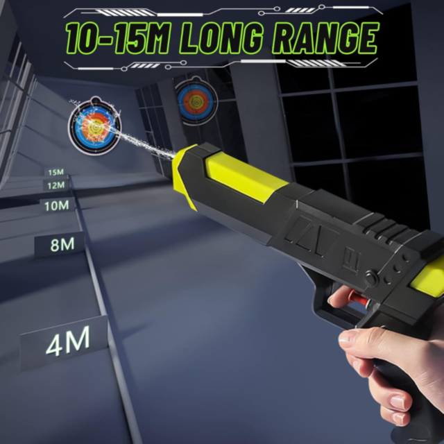 Pistol cu Apă 2 în 1 pentru Copii și Familie | Jet Lung de Apă 10 Metri