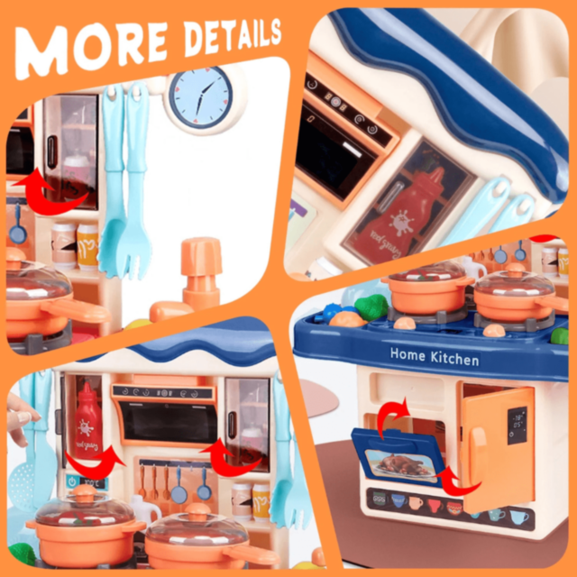 Bucătărie Interactivă cu Accesorii și Sunete pentru Copii (albastru)