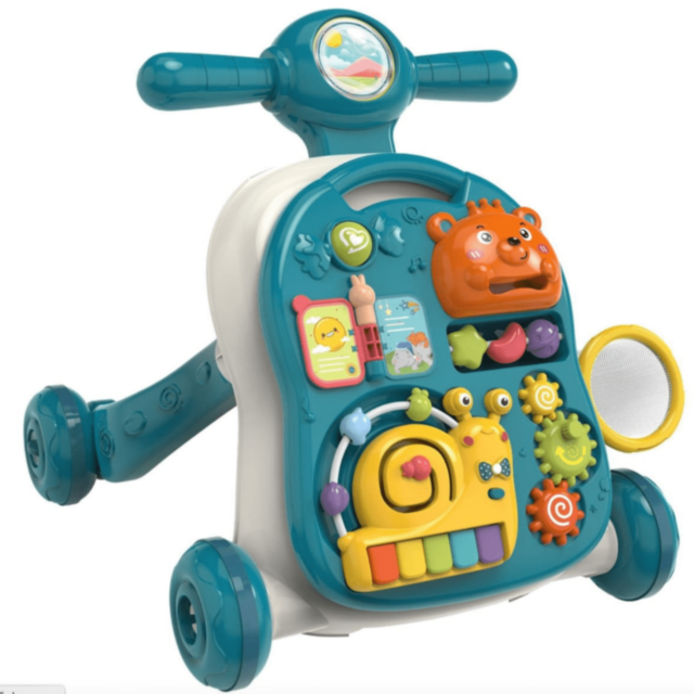 Centru Educativ Verde 3-în-1 pentru Copii - Plimbător, Masă de Joacă și Activități Interactive 