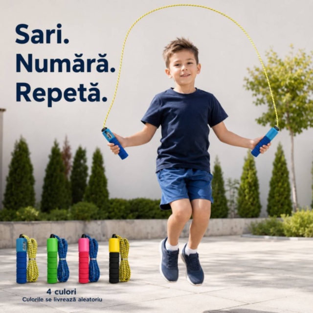 Coardă de sărit pentru copii cu contor mecanic