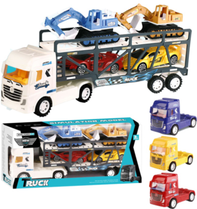 Mega Camion cu Trailer, 2 Buldozere și 2 Mașinuțe, 47cm | image