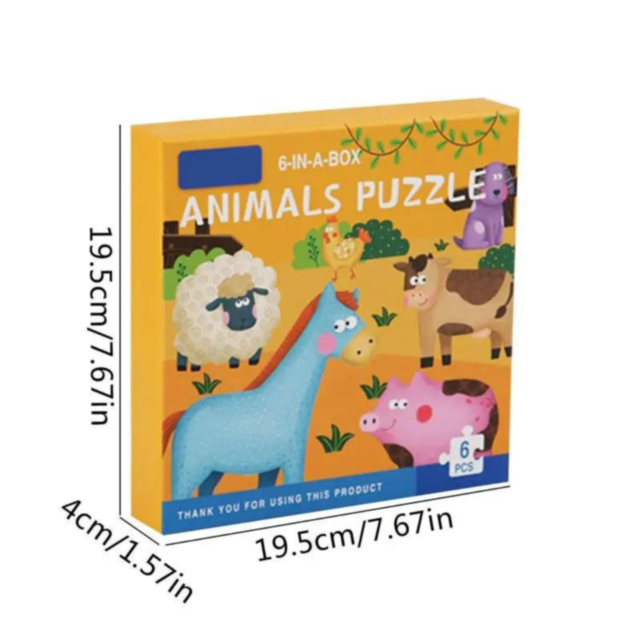 Puzzle educativ 6 în 1 - Animale de fermă cu piese mari