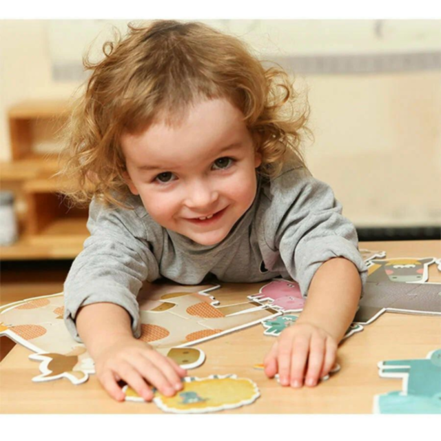 Puzzle educativ 6 în 1 - Animale de fermă cu piese mari