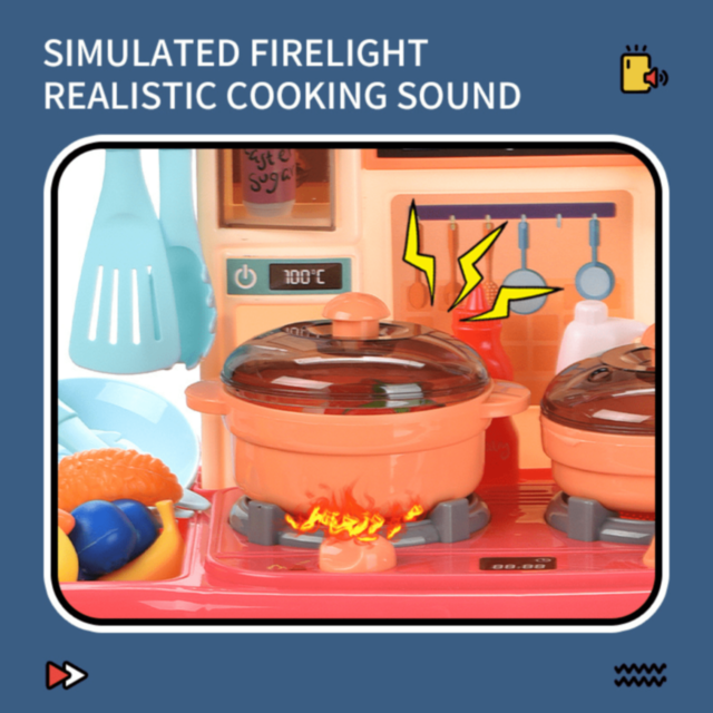 Bucătărie Roz Interactivă cu Accesorii și Sunete Copii