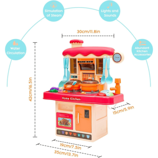 Bucătărie Roz Interactivă cu Accesorii și Sunete Copii