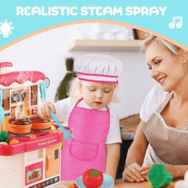 Bucătărie Roz Interactivă cu Accesorii și Sunete Copii