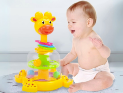 Jucărie Bebeluși Girafă Rotativă cu Bile Colorate | image