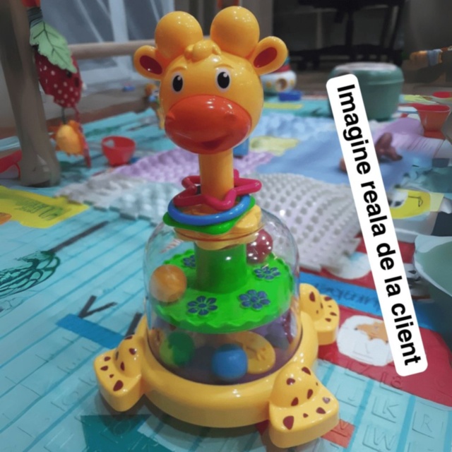 Jucărie Bebeluși Girafă Rotativă cu Bile Colorate