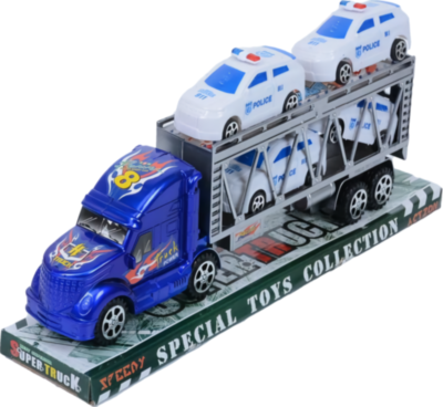 Camion cu Trailer și 4 Mașinuțe de Poliție, 33cm  | image
