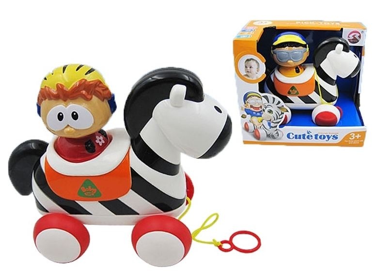 Zebra cu Călăreț, jucarie de tras/împins