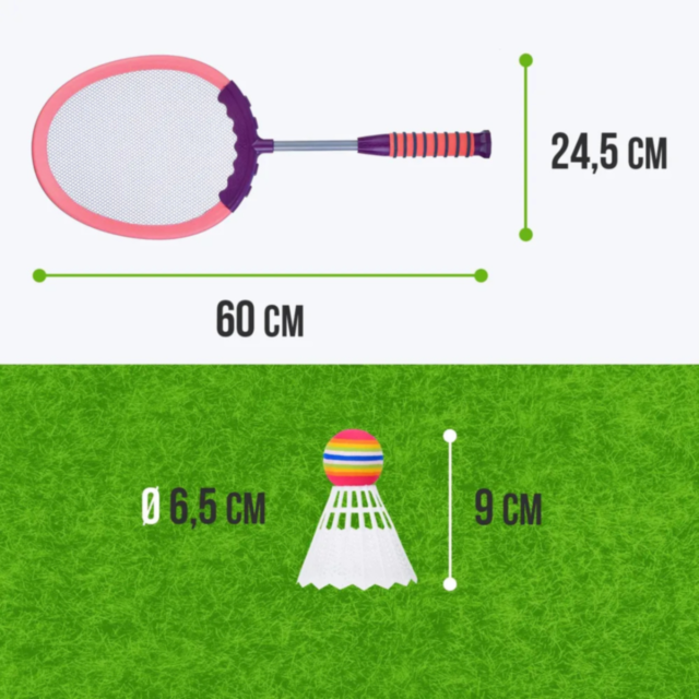 Set Badminton pentru Copii cu 2 Rachete și 2 Volane, Model Rocket