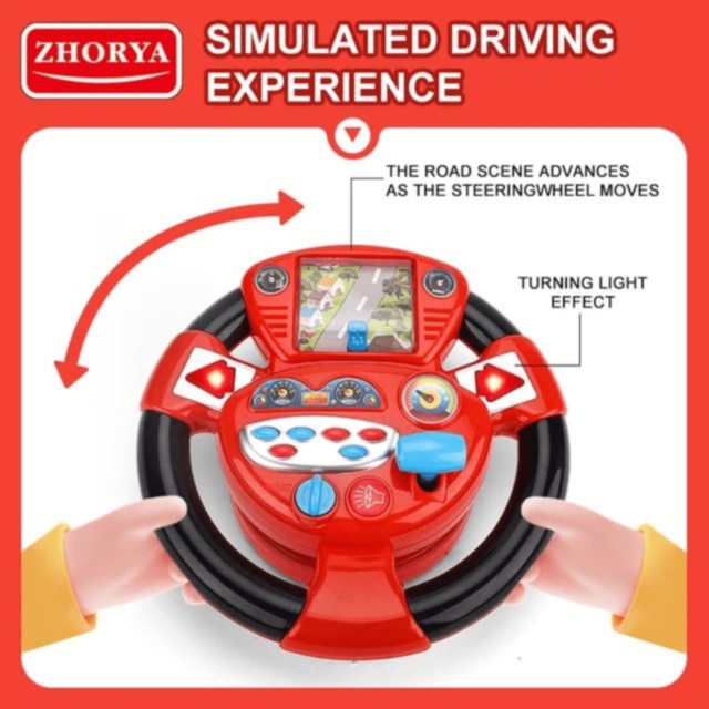 Volan Interactiv cu Lumină, Sunete și Joc Rutier