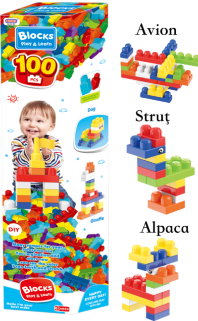 Set Blocuri Mari de Construcție, 100 piese | image