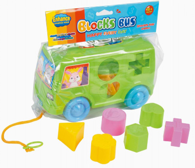 Autobuz cu Figuri, Blocuri de Sortat și Ață de Tras | image