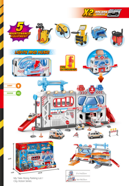 Set Parcare pentru Mașini de Urgență cu Lumină și Sunet