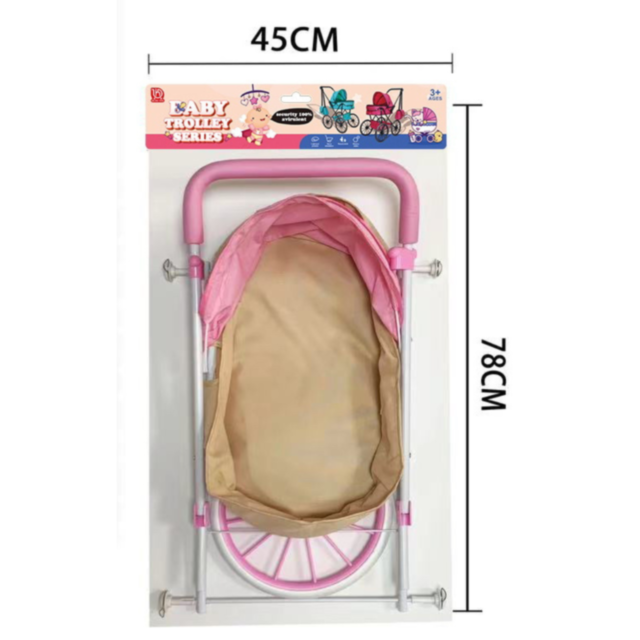 Cărucior pentru Păpuși cu Design Retro – Roz și Crem