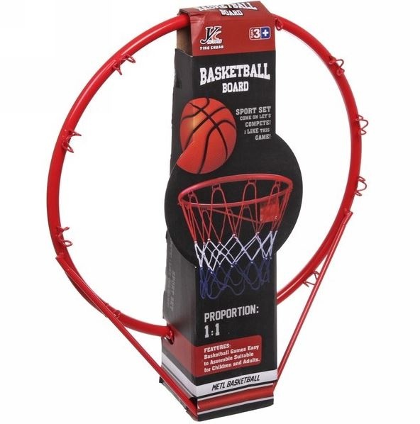 Inel de Baschet de Mărime Oficială din Oțel, cu Minge și Plasă, 45cm