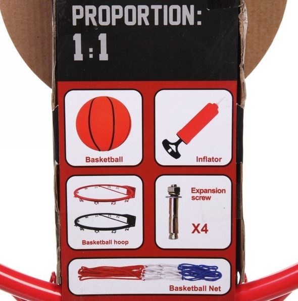 Inel de Baschet de Mărime Oficială din Oțel, cu Minge și Plasă, 45cm