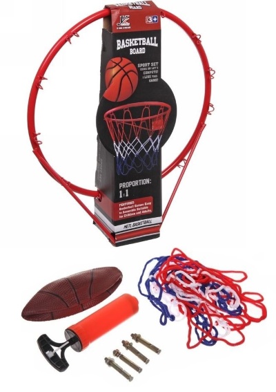 Inel de Baschet de Mărime Oficială din Oțel, cu Minge și Plasă, 45cm | image