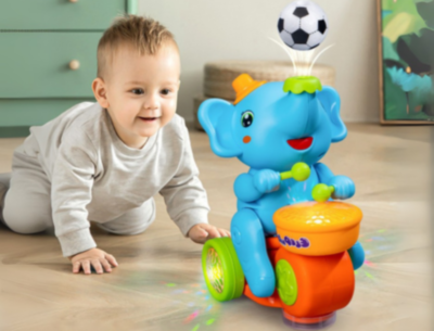 Elefant Toboșar Interactiv cu Lumini, Sunete și Minge (culoare aleatorie) | image