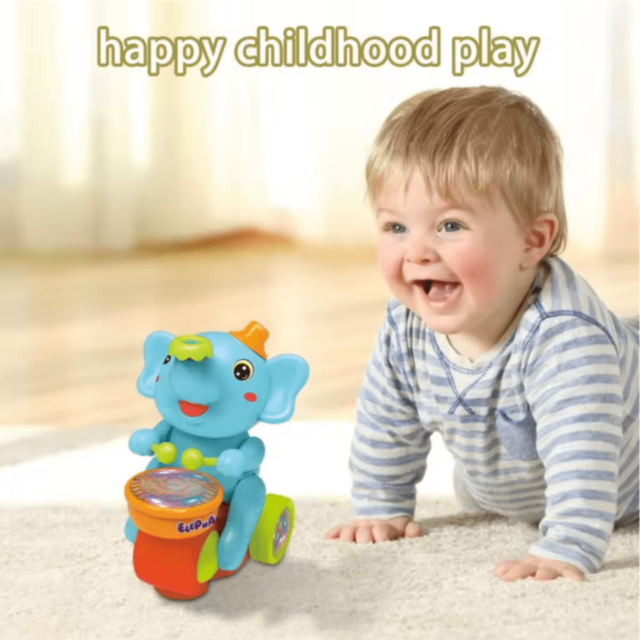 Elefant Toboșar Interactiv cu Lumini, Sunete și Minge (culoare aleatorie)