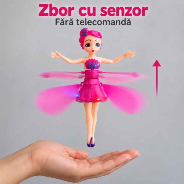 Păpușă zburătoare cu senzor, lumini și încărcare USB