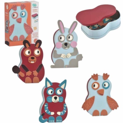 Puzzle Magnetic de Asamblat Animale 41 piese, în Cutie de Depozitare de Metal | image