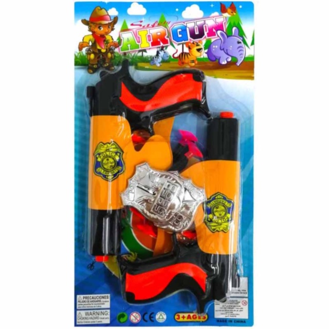 Set 2 Pistoale cu Ventuze, Teacă și Insigna de Șerif