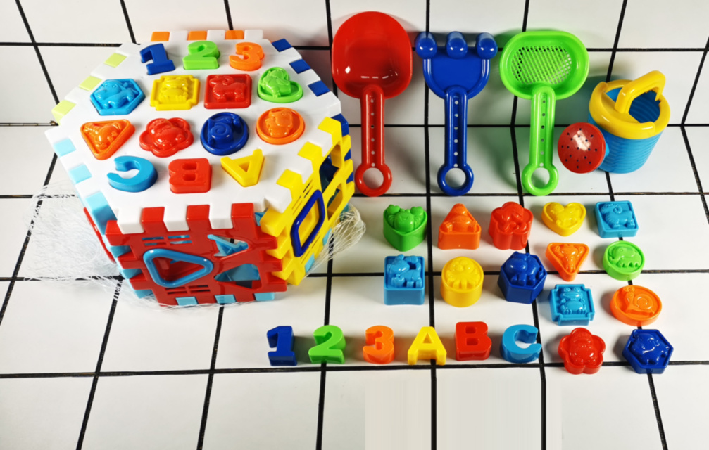 Hexagon Multifuncțional, Educativ cu Blocuri, Litere/Cifre, Figuri Geometrice, 46 piese