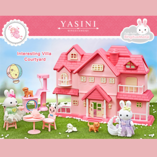 Vilă Roz Interactivă cu Figurine și Mobilier – Set de Joacă pentru Fetițe