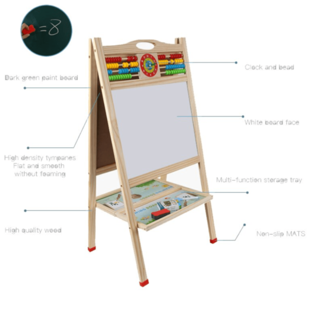 Tablă Educațională din Lemn cu Două Fețe