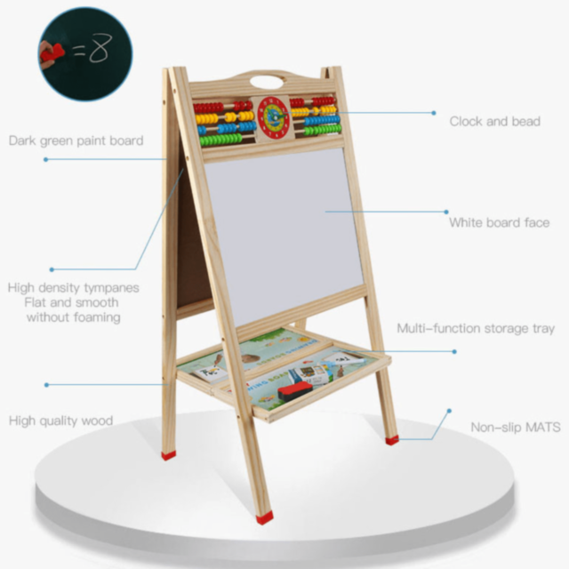 Tablă Educațională din Lemn cu Două Fețe